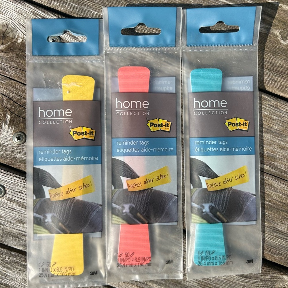 Post-it 3M Home Collection Adhesive Reminder Tags Pink, Yellow, Blue HTF NEW